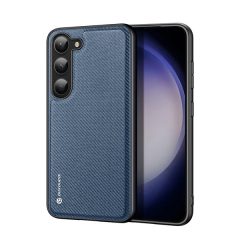   Samsung Galaxy S23 Plus SM-S916, Műanyag hátlap védőtok + szilikon keret, fényvisszaverő szövet hátlap, rács minta, Dux Ducis Fino, sötétkék