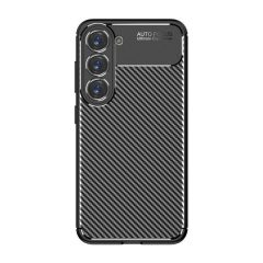   Samsung Galaxy S23 Plus SM-S916, Szilikon tok, közepesen ütésálló, légpárnás sarok, karbon minta, fekete