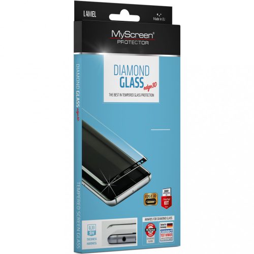 Samsung Galaxy S23 Ultra SM-S918, Kijelzővédő fólia, ütésálló fólia (az íves részre is!), MyScreen Protector, Diamond Glass (Edzett gyémántüveg), 3D Full Cover, fekete
