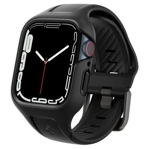 Apple Watch 7-8 (45mm), Szilikon védőkeret és szíj, Spigen Liquid Air Pro, fekete