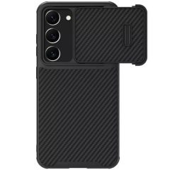   Samsung Galaxy S23 Plus SM-S916, Műanyag hátlap védőtok, kamera védelem, Nillkin Synthetic Fiber "S", fekete