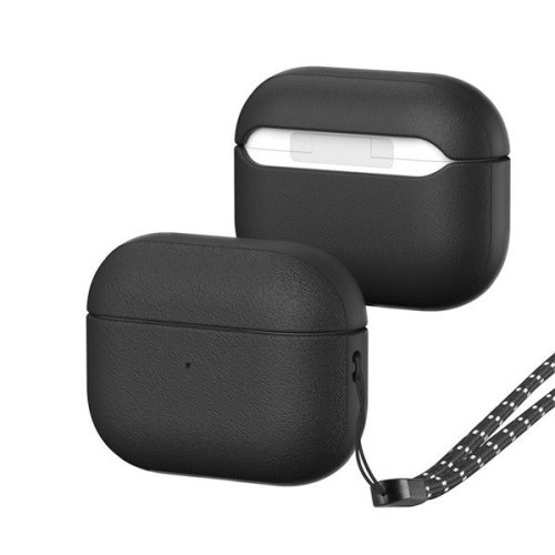 Bluetooth fülhallgató töltőtok tartó, szilikon, csuklópánt, Apple AirPods Pro / AirPods Pro 2 kompatibilis, Dux Ducis Plen, fekete