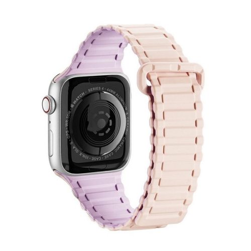 Apple Watch 1-6, SE, SE (2022) (42 / 44 mm) / Watch 7-8 (45 mm) / Watch Ultra (49 mm), szilikon pótszíj, mágneses zár, Dux Ducis Armor, rózsaszín/lila