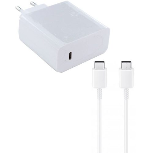 Hálózati töltő adapter, 65W, USB Type-C aljzat, USB Type-C - USB Type-C kábellel, PD, gyorstöltés, Huawei, fehér, gyári