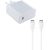 Hálózati töltő adapter, 65W, USB Type-C aljzat, USB Type-C - USB Type-C kábellel, PD, gyorstöltés, Huawei, fehér, gyári