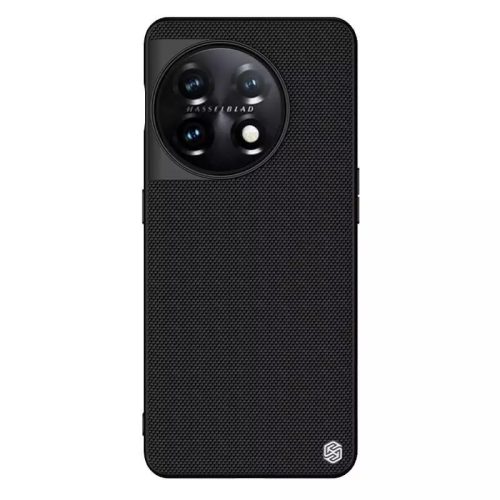 OnePlus 11, Műanyag hátlap védőtok, szilikon keret, 3D minta, Nillkin Textured, fekete