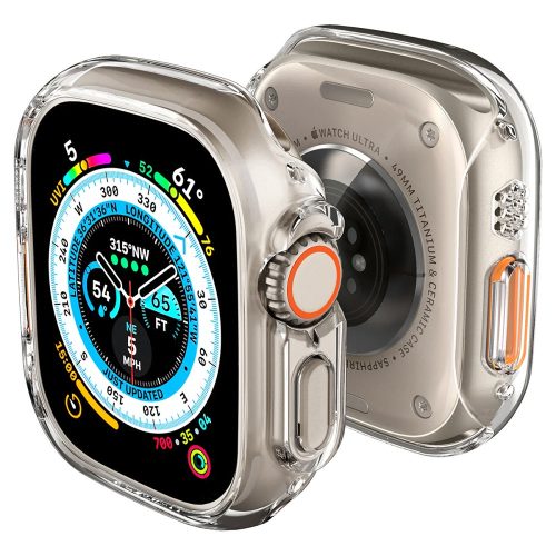 Apple Watch Ultra (49 mm), Műanyag védőkeret, szíj nélkül, Spigen Thin Fit, átlátszó