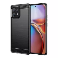   Motorola Edge 40 Pro, Szilikon tok, közepesen ütésálló, szálcsiszolt, karbon minta, fekete