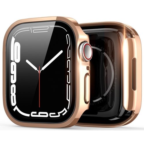 Apple Watch 7 (41mm), Műanyag védőkeret, szíj nélkül, közepesen ütésálló, Dux Ducis Hamo, vörösarany