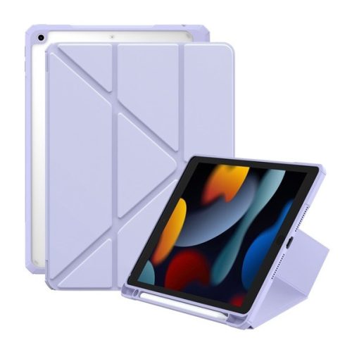 Apple iPad 10.2 (2019 / 2020 / 2021), mappa tok, Apple Pencil tartóval, Origami Smart Case, Baseus Minimalist, lila