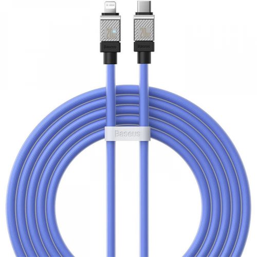 USB Type-C töltő- és adatkábel, Lightning, 200 cm, 2400mA, 20W, törésgátlóval, gyorstöltés, PD, Baseus Coolplay, CAKW000103, lila