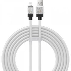   USB töltő- és adatkábel, Lightning, 200 cm, 2400 mA, törésgátlóval, gyorstöltés, Baseus Coolplay, CAKW000502, fehér