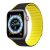 Apple Watch 1-6, SE, SE (2022) (42 / 44 mm) / Watch 7-8 (45 mm) / Watch Ultra (49 mm), szilikon pótszíj, mágneses zár, kétszínű, 3D minta, Dux Ducis LD, fekete/sárga
