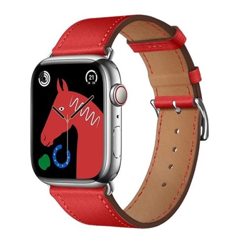 Apple Watch 1-6, SE, SE (2022) (38 / 40 mm) / Watch 7-8 (41 mm), bőr pótszíj, állítható, Hoco WA17, piros