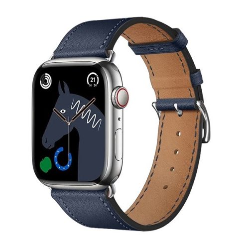 Apple Watch 1-6, SE, SE (2022) (38 / 40 mm) / Watch 7-8 (41 mm), bőr pótszíj, állítható, Hoco WA17, sötétkék