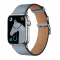 Apple Watch 1-6, SE, SE (2022), SE (2025) (38 / 40 mm) / Watch 7-8 (41 mm), bőr pótszíj, állítható, Hoco WA17, szürke