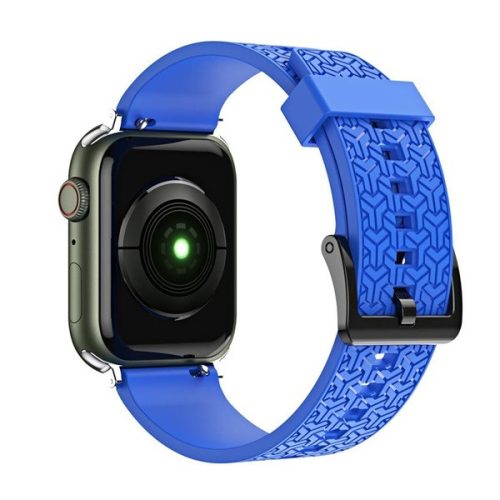 Apple Watch 1-6, SE, SE (2022) (38 / 40 mm) / Watch 7-8 (41 mm), szilikon pótszíj, állítható, 3D minta, kék