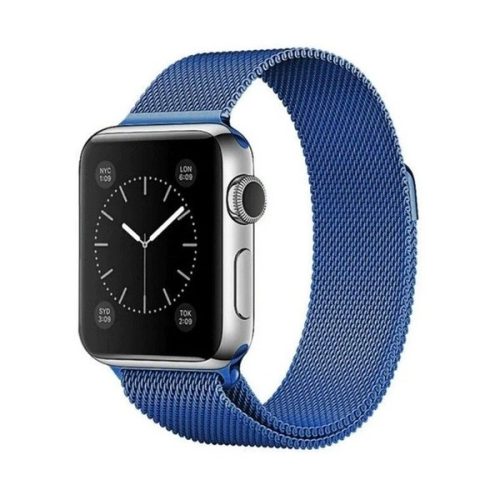 Apple Watch 1-6, SE, SE (2022) (42 / 44 mm), fém pótszíj, mágneses zár, milánói stílus, sötétkék