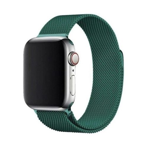 Apple Watch 1-6, SE, SE (2022) (38 / 40 mm), fém pótszíj, mágneses zár, milánói stílus, sötétzöld