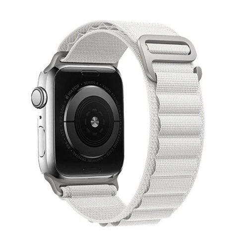 Apple Watch 1-6, SE, SE (2022) (42 / 44 mm) / Watch 7-8 (45 mm) / Watch Ultra (49 mm), textíl pótszíj, nylon, állítható, hullámos kialakítású akasztórész, fehér
