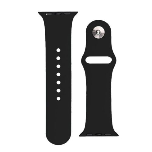 Apple Watch 1-6, SE, SE (2022) (42 / 44 mm) / Watch 7-8 (45 mm) / Watch Ultra (49 mm), szilikon pótszíj, állítható, fém kapoccsal, fekete