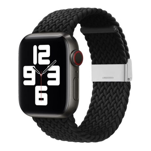 Apple Watch 1-6, SE, SE (2022) (38 / 40 mm) / Watch 7-9 (41 mm), textíl pótszíj, állítható, szőtt stílusú, fekete
