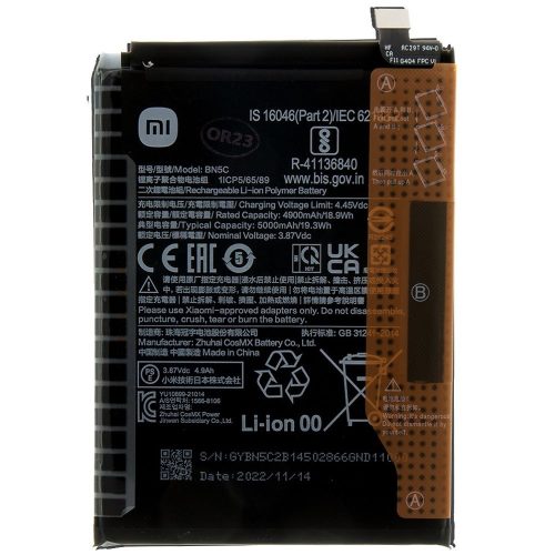 Xiaomi Poco M4 Pro 5G, Akkumulátor, 5000 mAh, Li-Ion Polymer, gyári