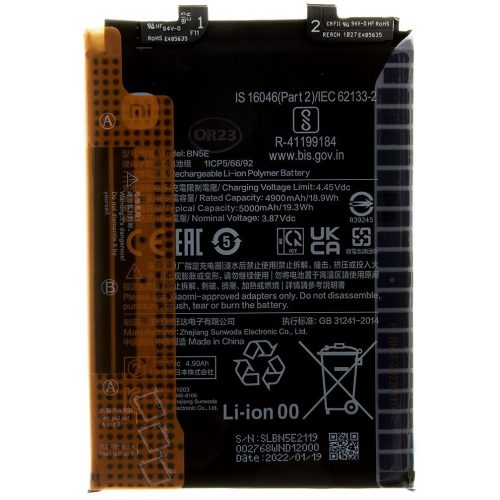 Xiaomi Redmi Note 11 Pro / Note 11 Pro 5G / Poco X4 Pro 5G, Akkumulátor, 5000 mAh, Li-Ion Polymer, gyári