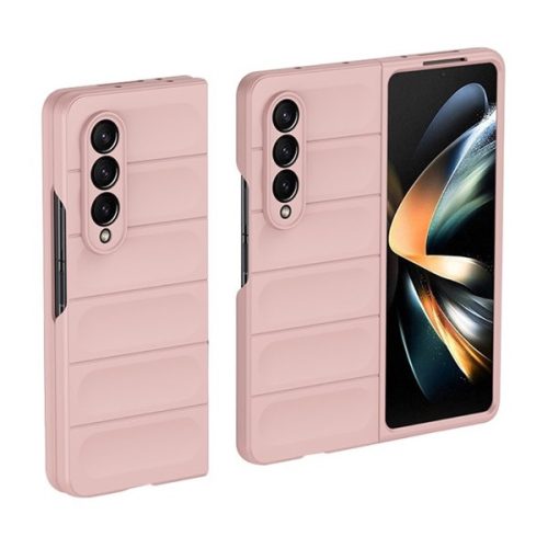 Samsung Galaxy Z Fold4 5G SM-F936B, Műanyag hátlap védőtok, közepesen ütésálló, 3D minta, rózsaszín