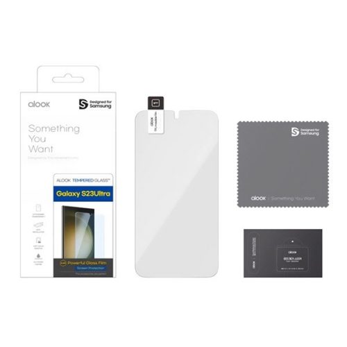 Samsung Galaxy S23 Ultra SM-S918, Kijelzővédő fólia, ütésálló fólia (az íves részre NEM hajlik rá!), Tempered Glass (edzett üveg), Clear, gyári