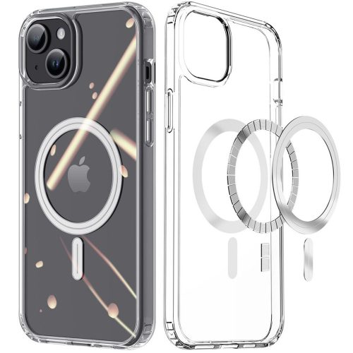 Apple iPhone 15, Műanyag hátlap védőtok + szilikon keret, Magsafe töltővel kompatibilis, Dux Ducis Clin, átlátszó