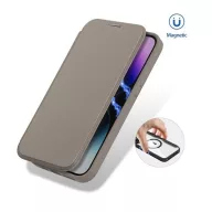   Apple iPhone 15 Pro, Oldalra nyíló tok, stand, közepesen ütésálló, Magsafe kompatibilis, Dux Ducis Skin Pro Magsafe, lila