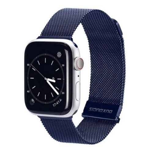 Apple Watch 1-6, SE, SE (2022) (42 / 44 mm) / Watch 7-8 (45 mm) / Watch Ultra (49 mm), fém pótszíj, mágneses zár, milánói stílus, Dux Ducis Milanese, sötétkék