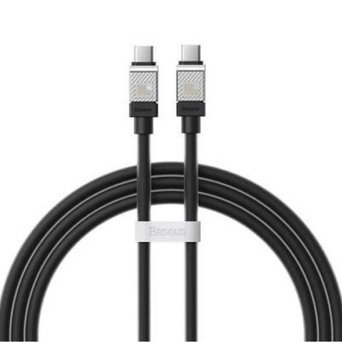 USB Type-C töltő- és adatkábel, USB Type-C, 100 cm, 100W, törésgátlóval, gyorstöltés, PD, Baseus Coolplay, CAKW000201, fekete