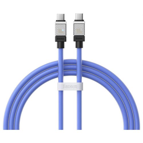 USB Type-C töltő- és adatkábel, USB Type-C, 100 cm, 100W, törésgátlóval, gyorstöltés, PD, Baseus Coolplay, CAKW000203, kék