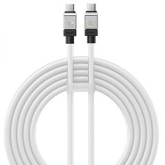   USB Type-C töltő- és adatkábel, USB Type-C, 200 cm, 100W, törésgátlóval, gyorstöltés, PD, Baseus Coolplay, CAKW000302, fehér