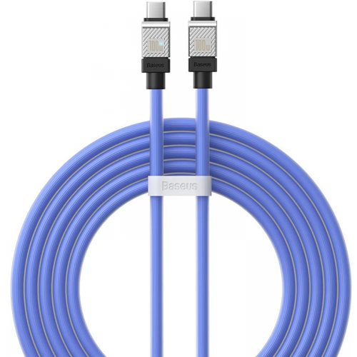 USB Type-C töltő- és adatkábel, USB Type-C, 200 cm, 100W, törésgátlóval, gyorstöltés, PD, Baseus Coolplay, CAKW000303, kék
