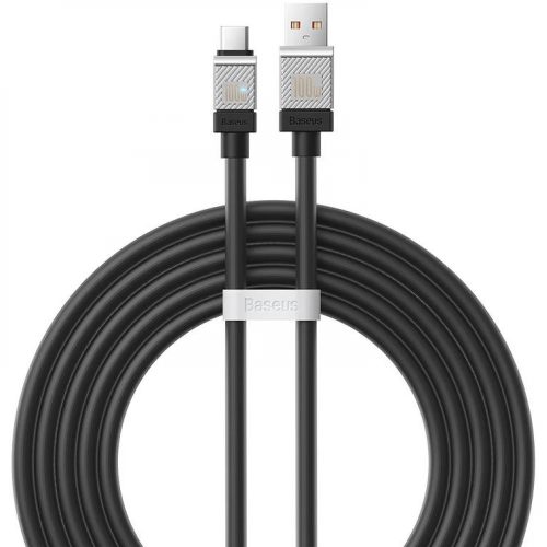 USB töltő- és adatkábel, USB Type-C, 200 cm, 6000 mA, 100W, törésgátlóval, gyorstöltés, Baseus Coolplay, CAKW000701, fekete