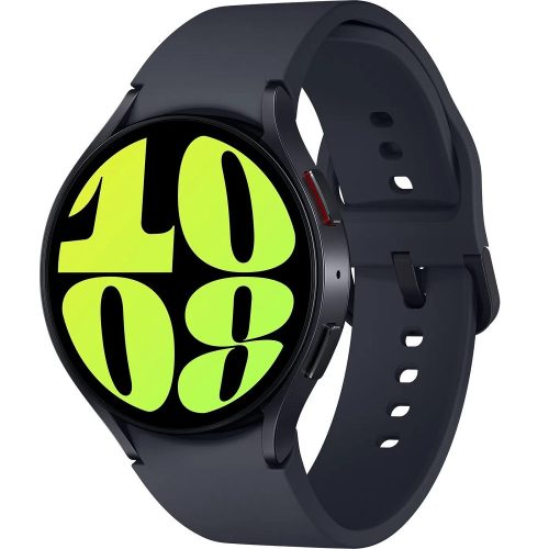 Bluetooth okosóra, szilikon szíj, alumínium keret, v5.3, aktivitás és egészség mérő, vízálló, hangszóró, Samsung Galaxy Watch 6 (44mm) SM-R940, sötétszürke, gyári