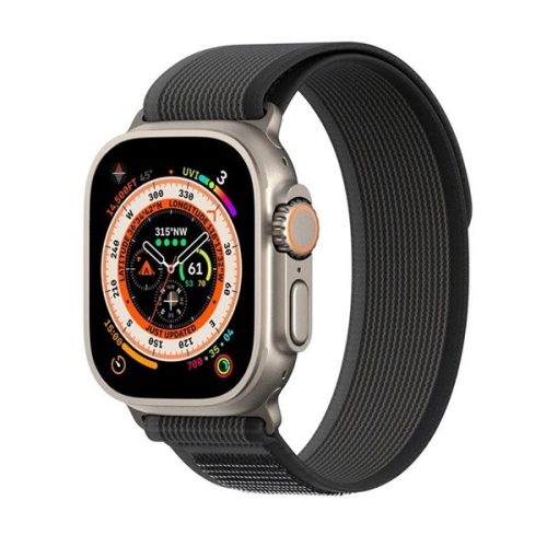 Apple Watch 1-6, SE, SE (2022) (42 / 44 mm) / Watch 7-8 (45 mm) / Watch Ultra (49 mm), textíl pótszíj, állítható, Dux Ducis YJ, fekete/sötétszürke