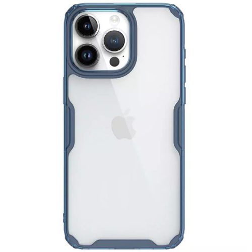 Apple iPhone 15 Pro Max, Szilikon tok, műanyag hátlap, ultravékony, Nillkin Nature Pro, kék