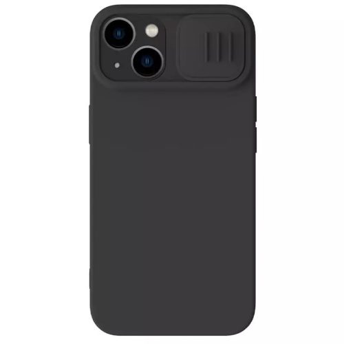 Apple iPhone 15, Szilikon tok, közepesen ütésálló, kamera védelem, Nillkin CamShield Silky, fekete