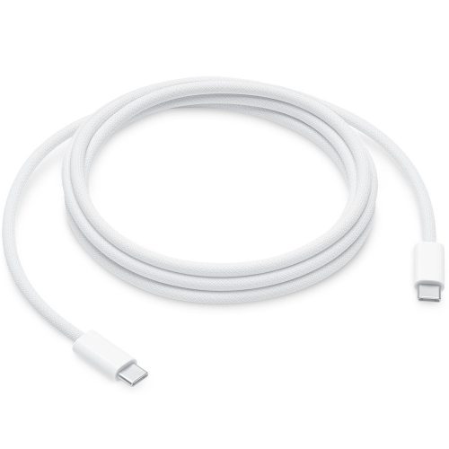 USB Type-C töltő- és adatkábel, USB Type-C, 200 cm, 240W, gyorstöltés, PD, cipőfűző minta, Apple, fehér, gyári