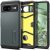 Google Pixel 8, Szilikon tok + műanyag hátlap, kitámasztóval, Spigen Tough Armor, sötétzöld