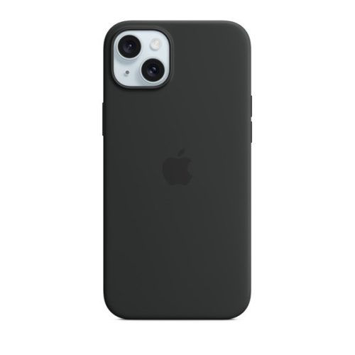 Apple iPhone 15 Plus, Szilikon tok, Magsafe kompatibilis, fekete, gyári