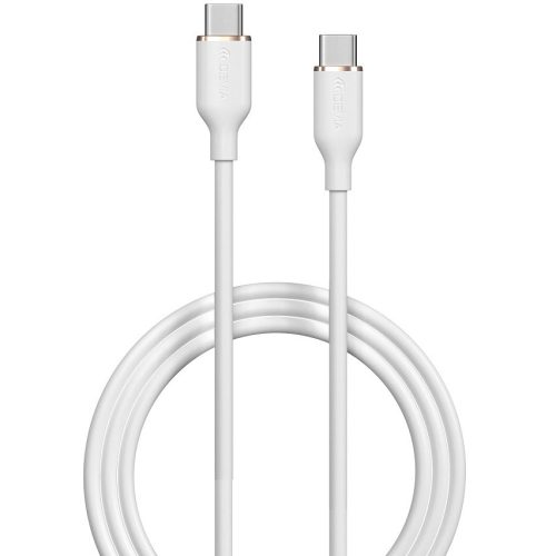 USB Type-C töltő- és adatkábel, USB Type-C, 120 cm, 3000 mA, 60W, gyorstöltés, PD, Devia Jelly, EC632, fehér