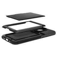   Samsung Galaxy S23 FE SM-S711, Szilikon tok, műanyag hátlappal, Spigen Slim Armor CS, fekete