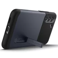   Samsung Galaxy S23 FE SM-S711, Szilikon tok, műanyag hátlappal, kitámasztóval, Spigen Slim Armor, sötétkék
