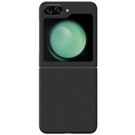  Samsung Galaxy Z Flip5 SM-F731B, Műanyag hátlap védőtok, közepesen ütésálló, ultravékony, Aramid bevonat, karbon minta, Spigen Airskin Pro, fekete