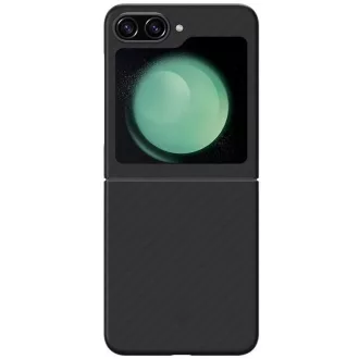   Samsung Galaxy Z Flip5 SM-F731B, Műanyag hátlap védőtok, közepesen ütésálló, ultravékony, Aramid bevonat, karbon minta, Spigen Airskin Pro, fekete